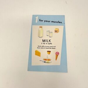 Vintage 1950s Dairy Council Food Chart Nutrition Poster Milk Muscles Dayton Ohio